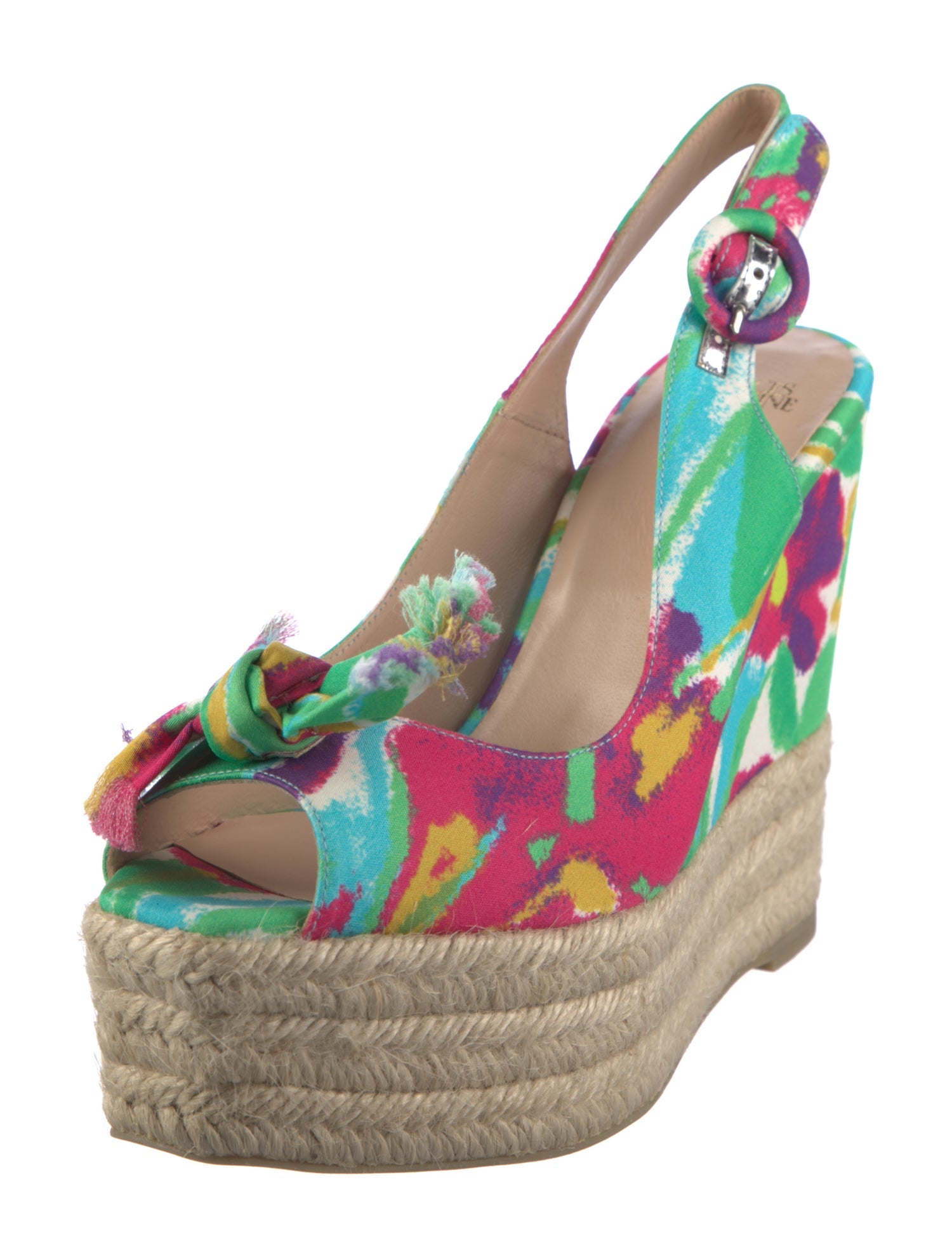 Frances Valentine Printed Bow Accents Slingback Sandals
